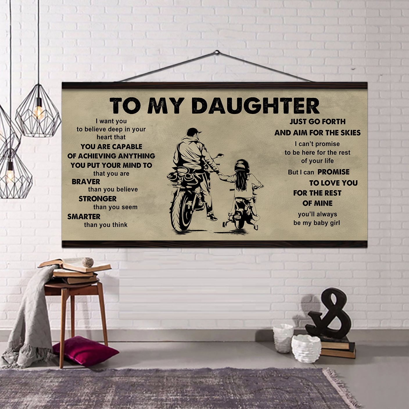 family to my daughter - that you are braver than you believe poster canvas gift for daughter from father