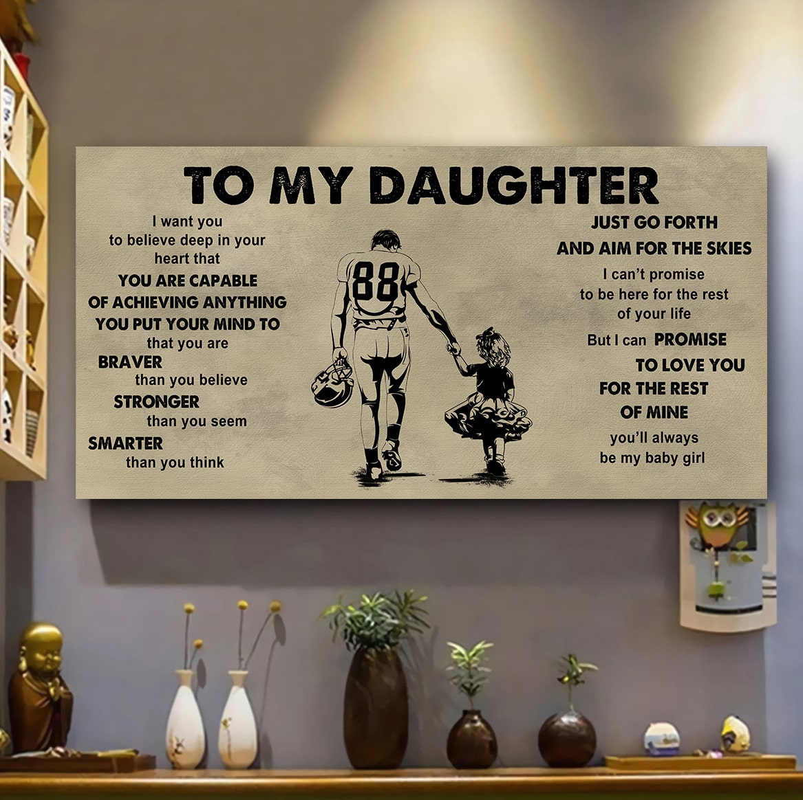 family to my daughter - that you are braver than you believe poster canvas gift for daughter from father