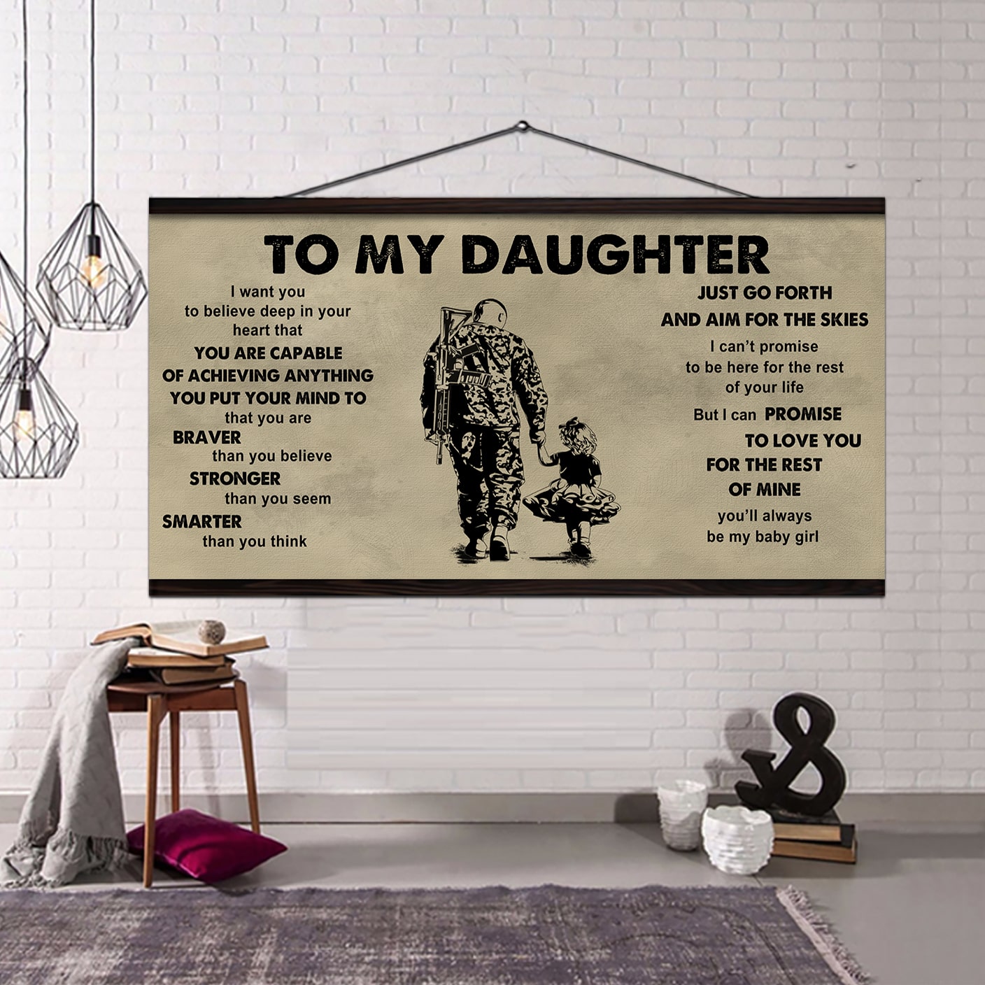 family to my daughter - that you are braver than you believe poster canvas gift for daughter from father