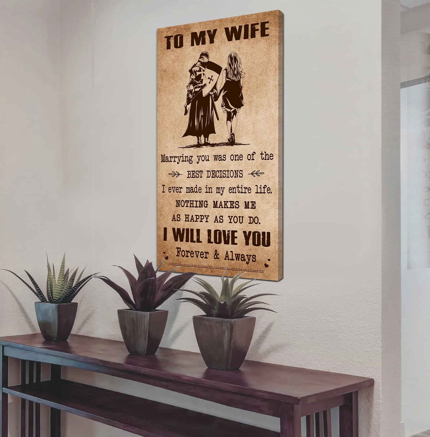 samurai poster canvas to my wife marrying you was one of the best decisions - i will love you forever and always gift for your wife