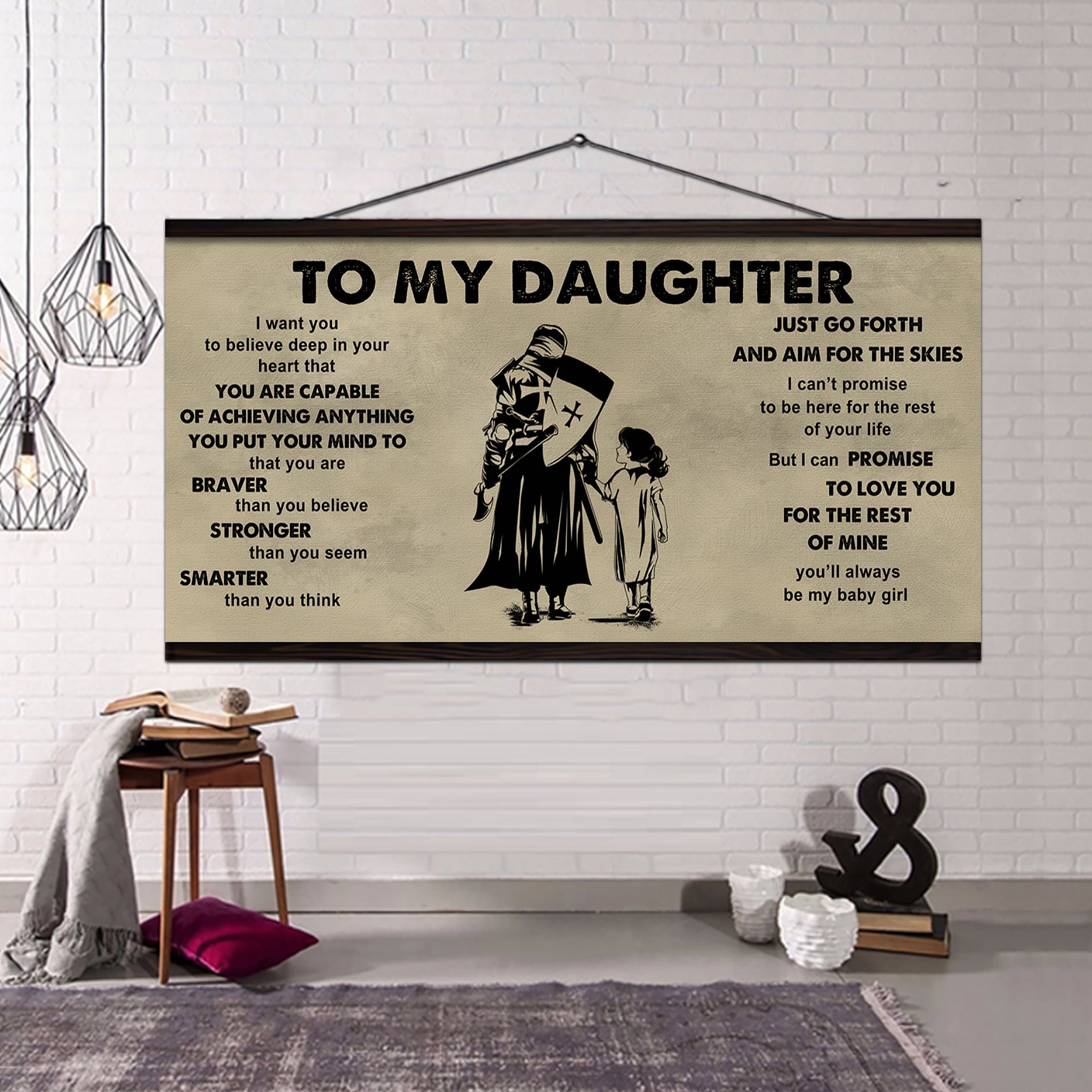 family to my daughter - that you are braver than you believe poster canvas gift for daughter from father