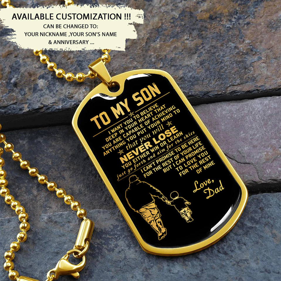 military chain dad to son dog tag you will never lose gift for son best gifts