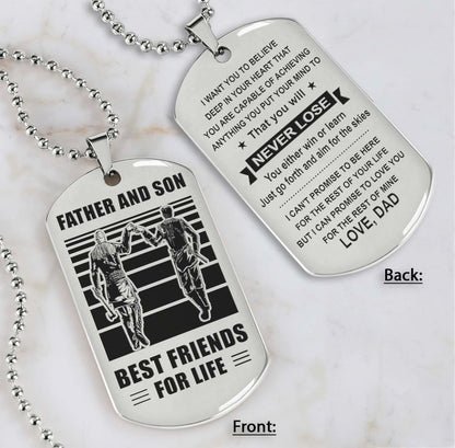 Silver Verison Personalized Double Sided Dog Tag Father And Son Best Friends For Life - Message on the back side