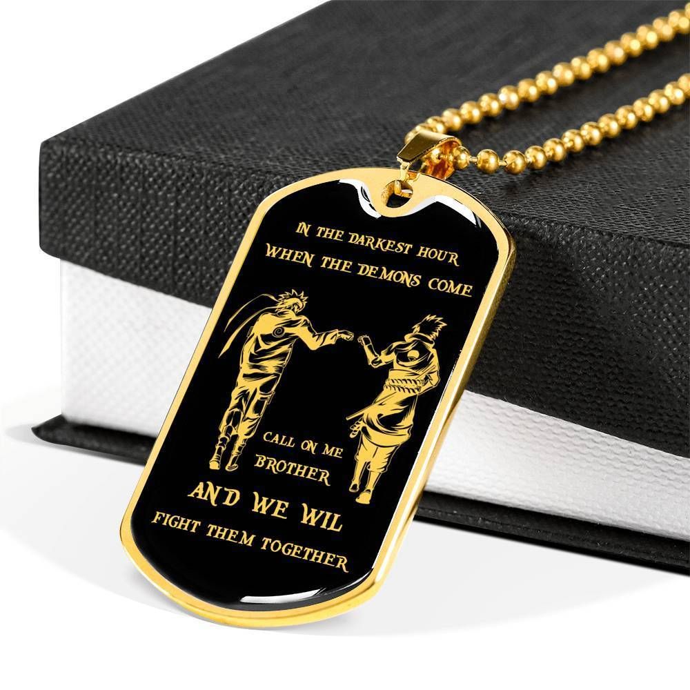 soldier military chain (18k gold plated)-call on me brother dog tag with luxury box