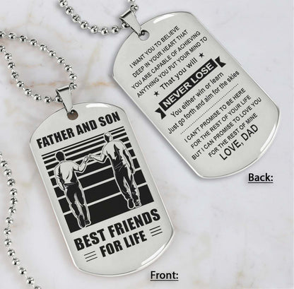 Silver Verison Personalized Double Sided Dog Tag Father And Son Best Friends For Life - Message on the back side