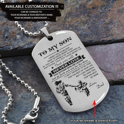 To my son-never lose - Gifts from dad mom to son - Engraved dog tag all style