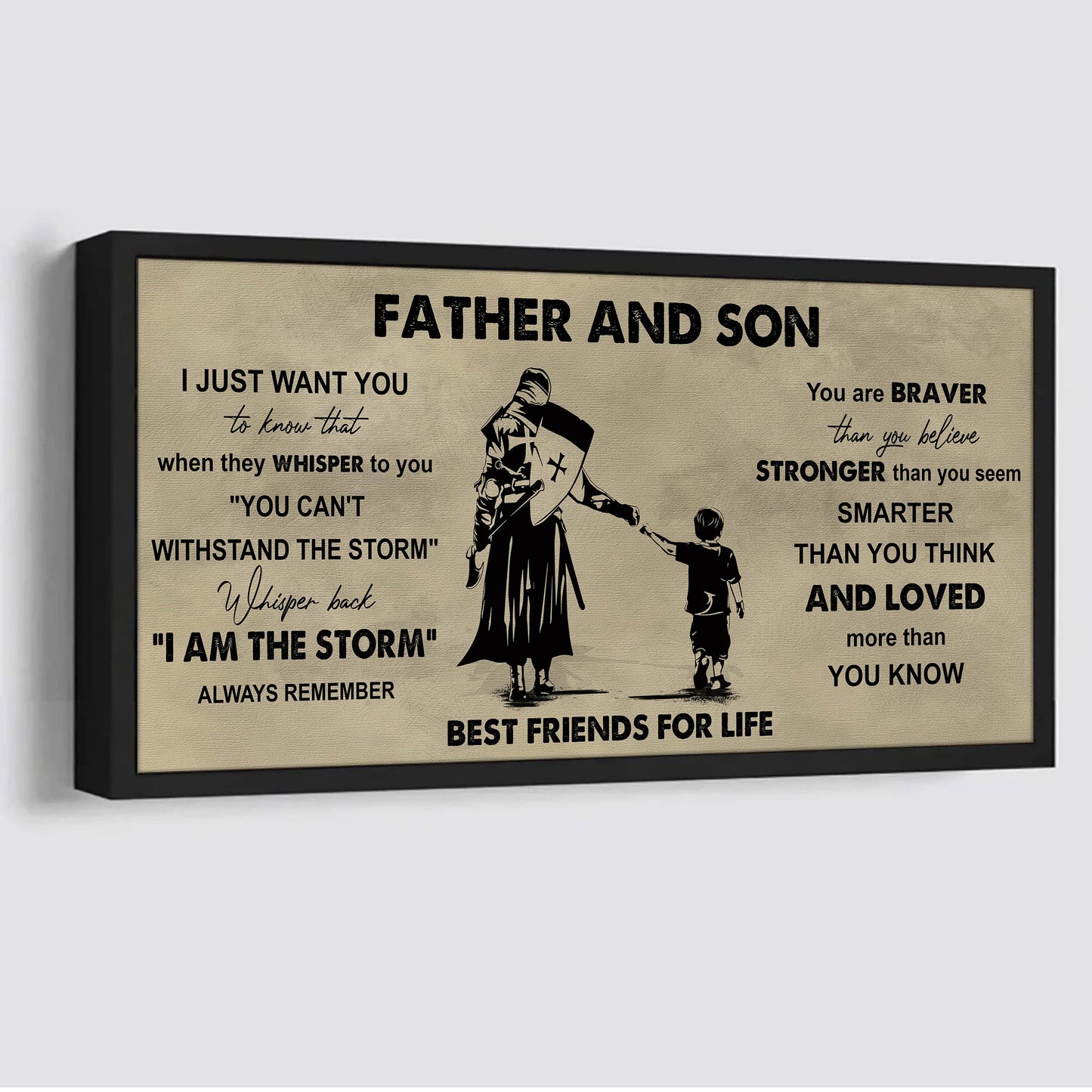 soldier father and son best friends for life - i am the storm poster canvas gift for son from father