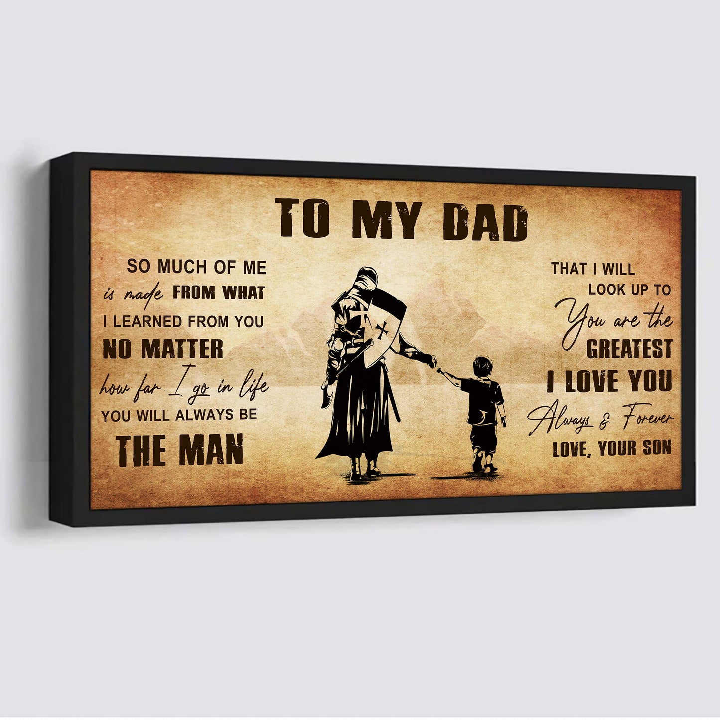 drb to my dad - you are the greatest i love you  poster canvas gift for father from son