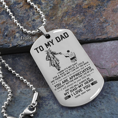 To My Dad One Side Engrave Dog Tag Gift For Your Dad Your Father