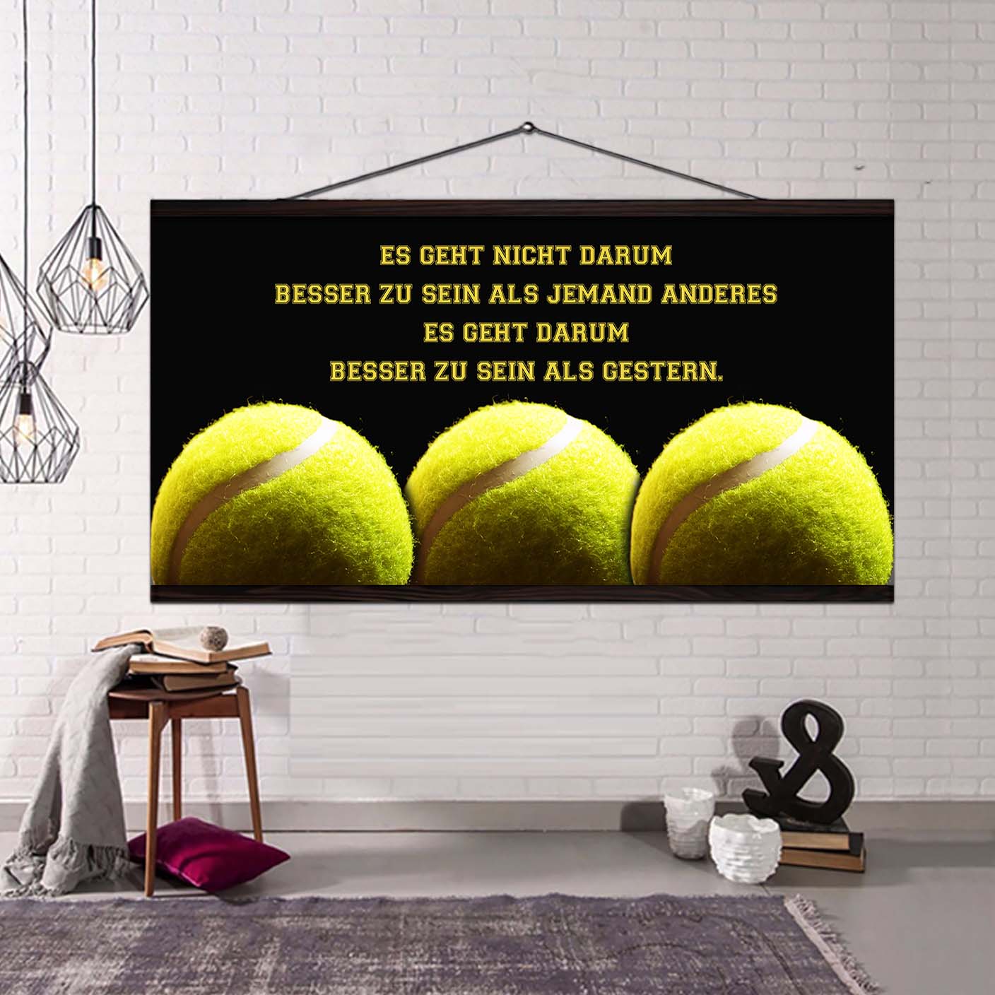 tennis leinwand es geht nicht darum, besser als jemand anderes zu sein