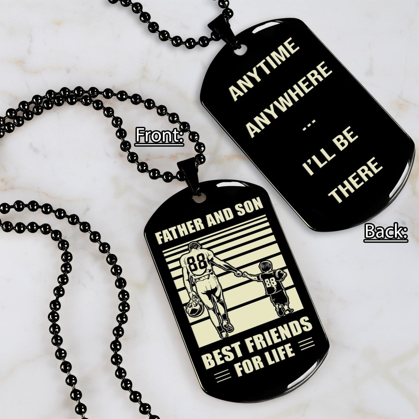 wbh-personalized double sided dog tag father and son best friends for life - message on the back side