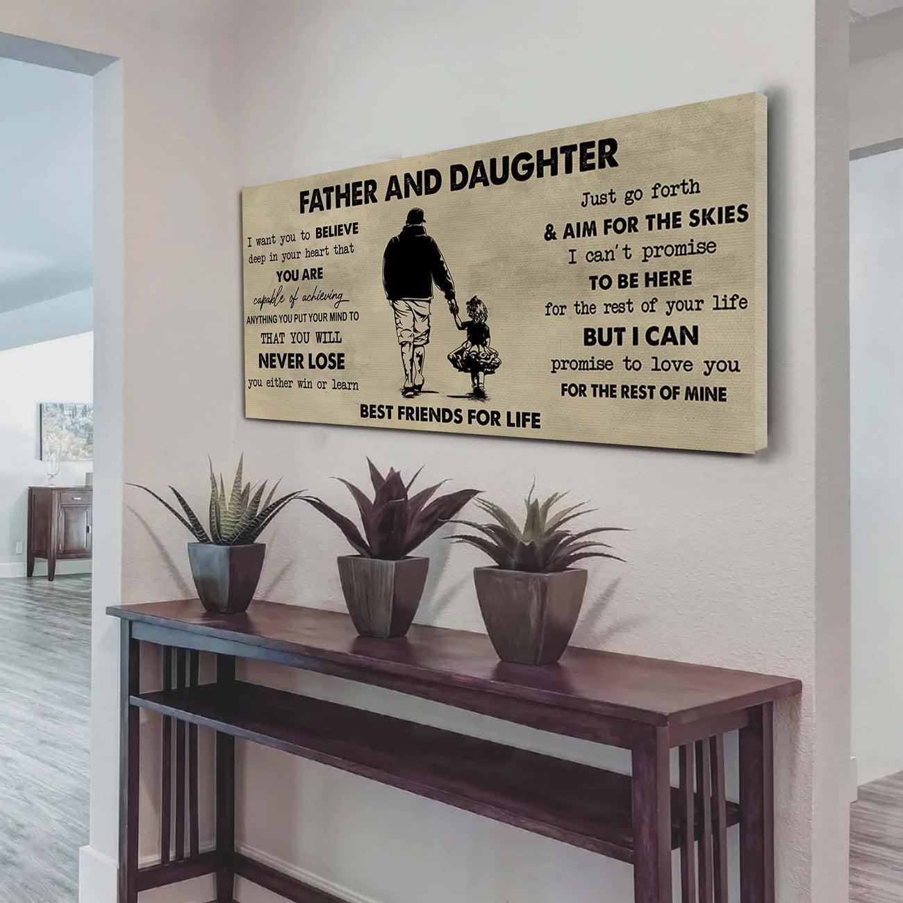 drb father and daughter best friend for life - you will never lose poster canvas gift for daughter from father