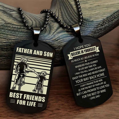 Cowboy Personalized Double Sided Dog Tag To My Son I Love You - Enjoy The Ride And Never Forget Your Way Back Home From