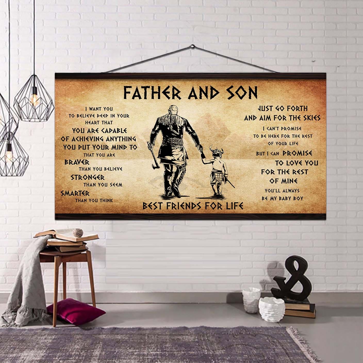 vikings father and daughter best friends for life  - that you are braver than you believe poster canvas gift for daughter from father