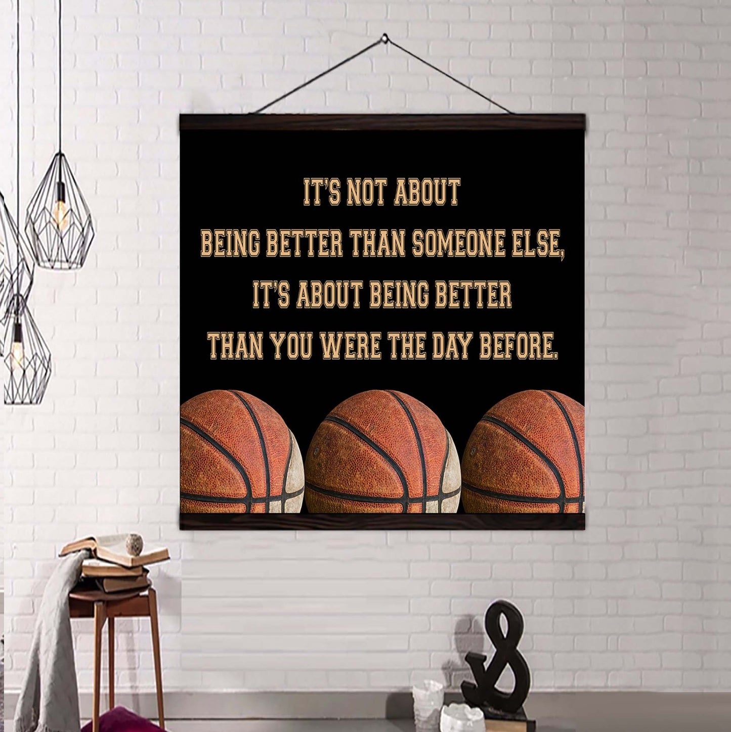 basketball square poster canvas it's not about being better than someone else it's about being better than you were the day before