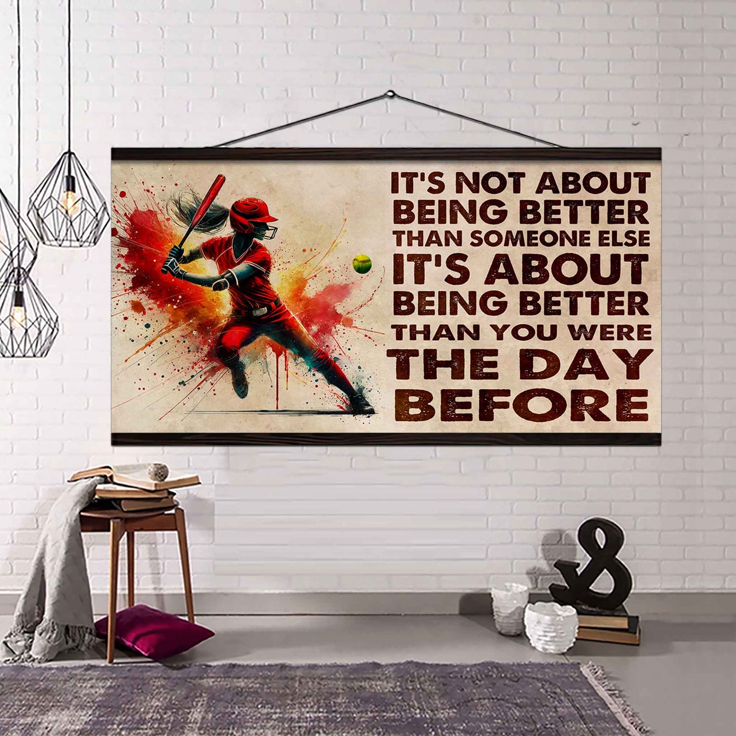 water color woman tennis poster canvas it is not about being better than someone else gift for your loving woman