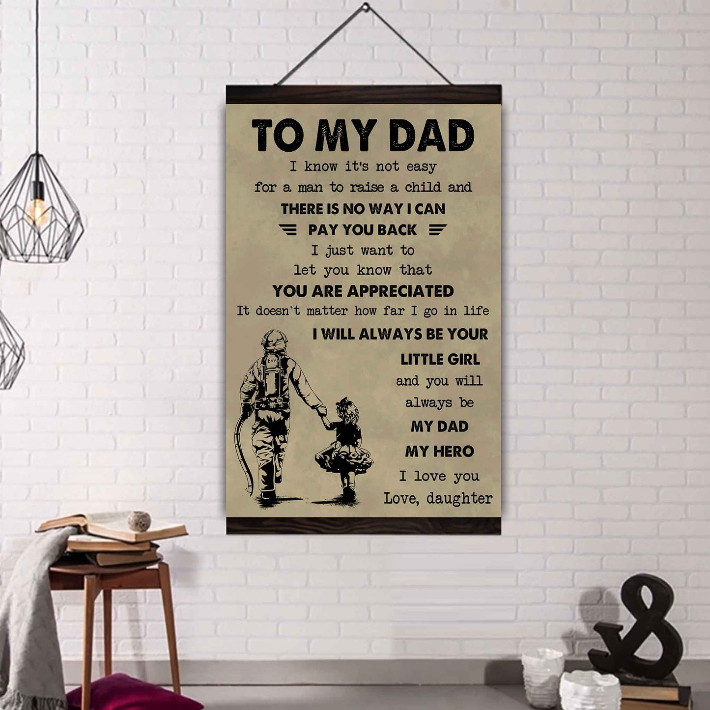 family poster canvas to my dad i know it's not easy to raise a child i will always be your little girl gift from daughter to dad