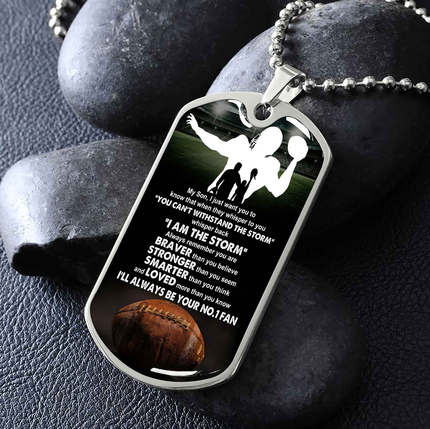 sport military chain 18k gold plated silver plated to my son from dad motivation message i will always be your no 1 fan