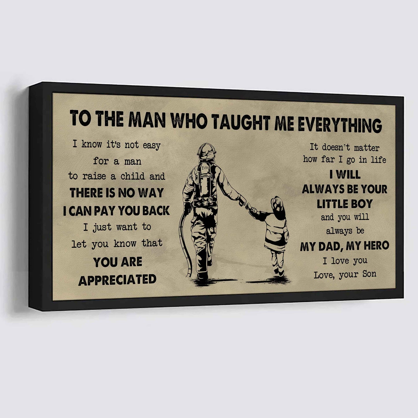 drb to the man who taught me everything - you will always be my hero poster canvas gift for father - photo upload