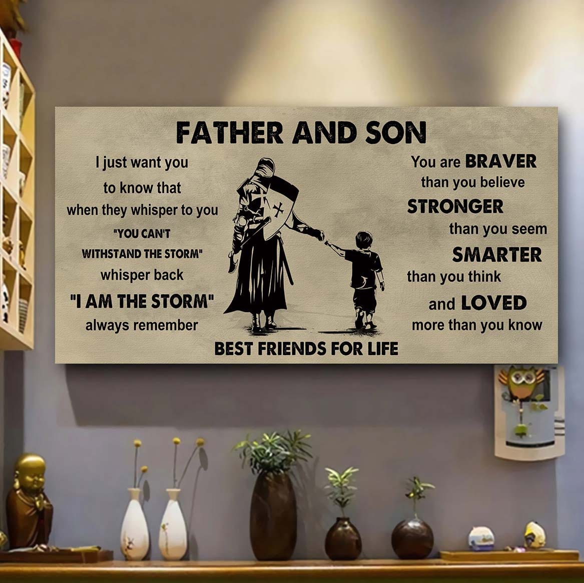 vikings father and son best friends for life - i am the storm poster canvas gift for son from father