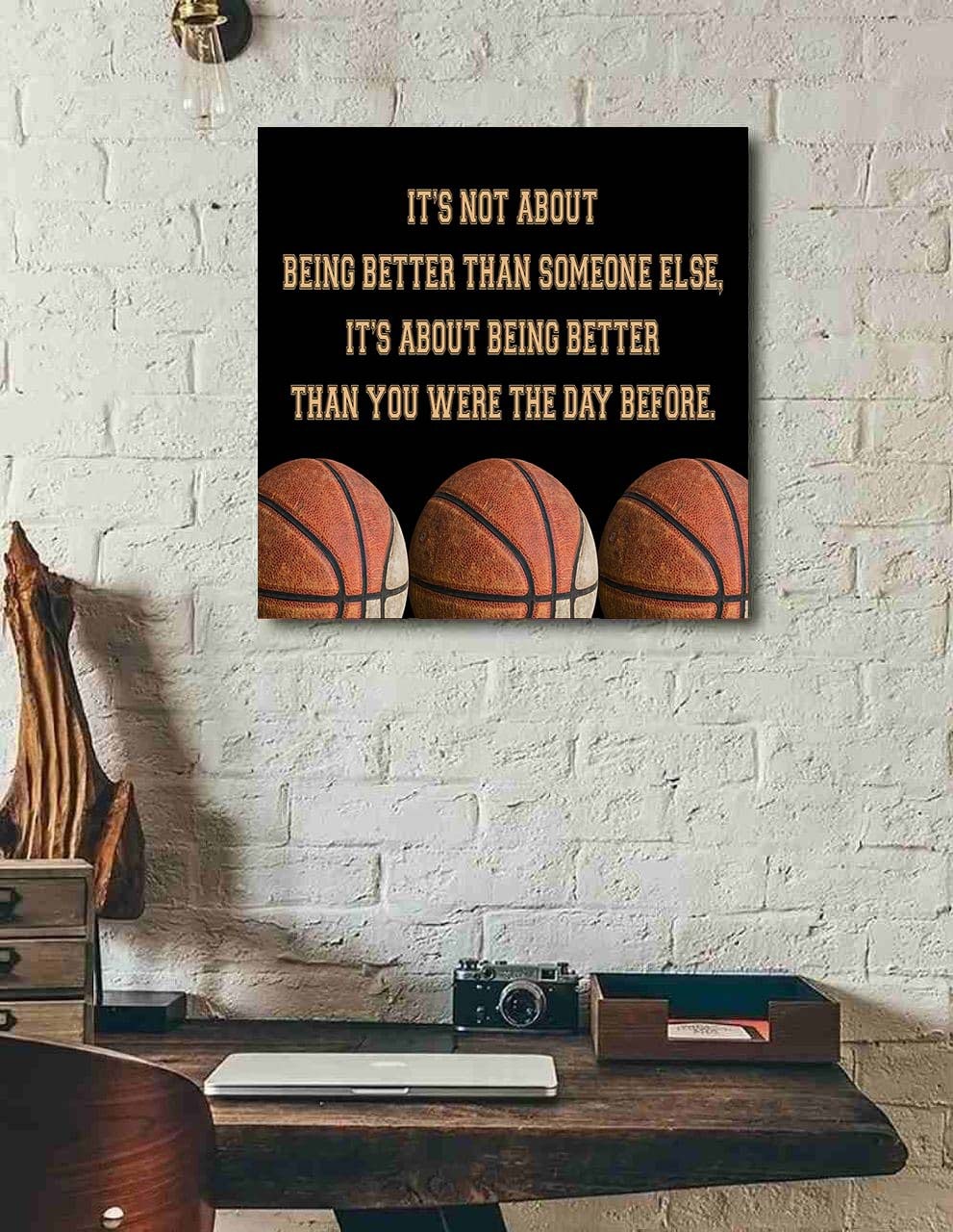 basketball square poster canvas it's not about being better than someone else it's about being better than you were the day before