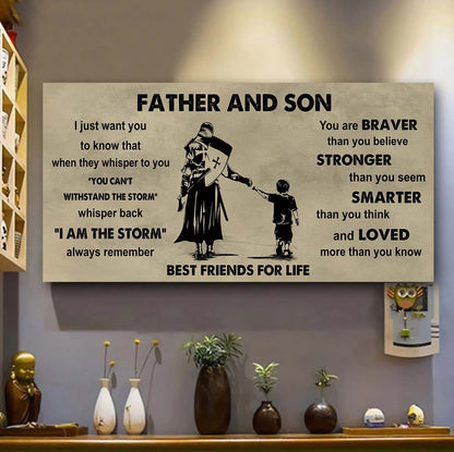 Ver 2 DRB VGT Father And Son Best Friends For Life - I Am The Storm Poster Canvas Gift For Son From Father