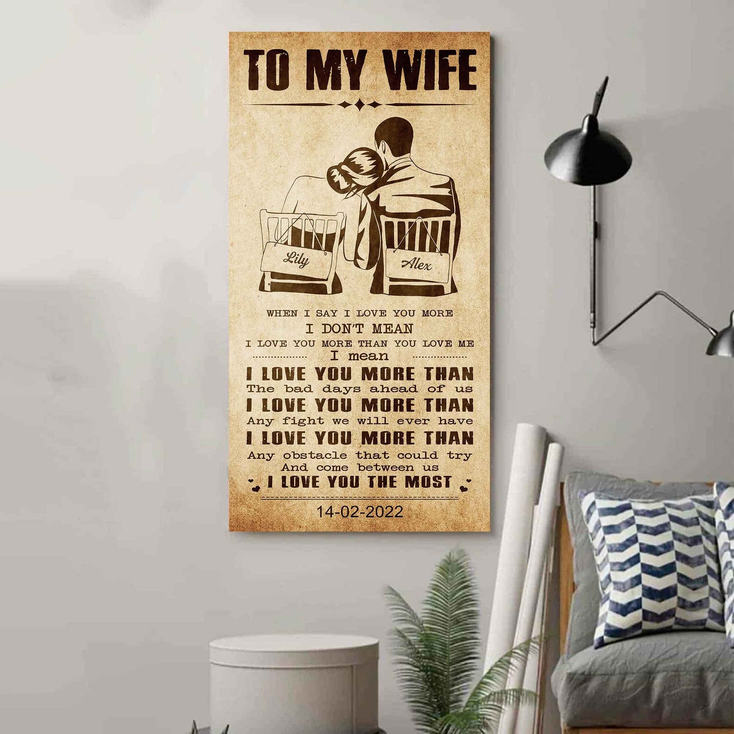 drb vgt- poster canvas to my wife when i say i love you more - i love you the most gift for your wife