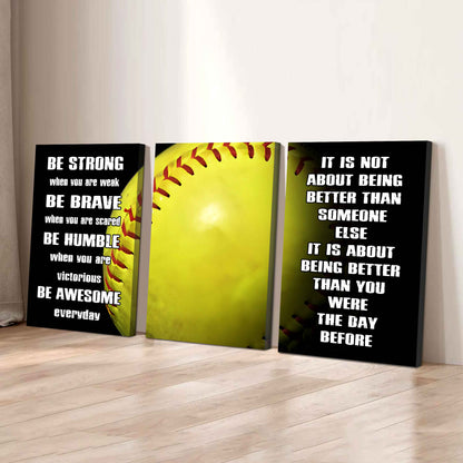 3-Piece - Be Awesome - Motivational Soccer Canvas Wall Art Set