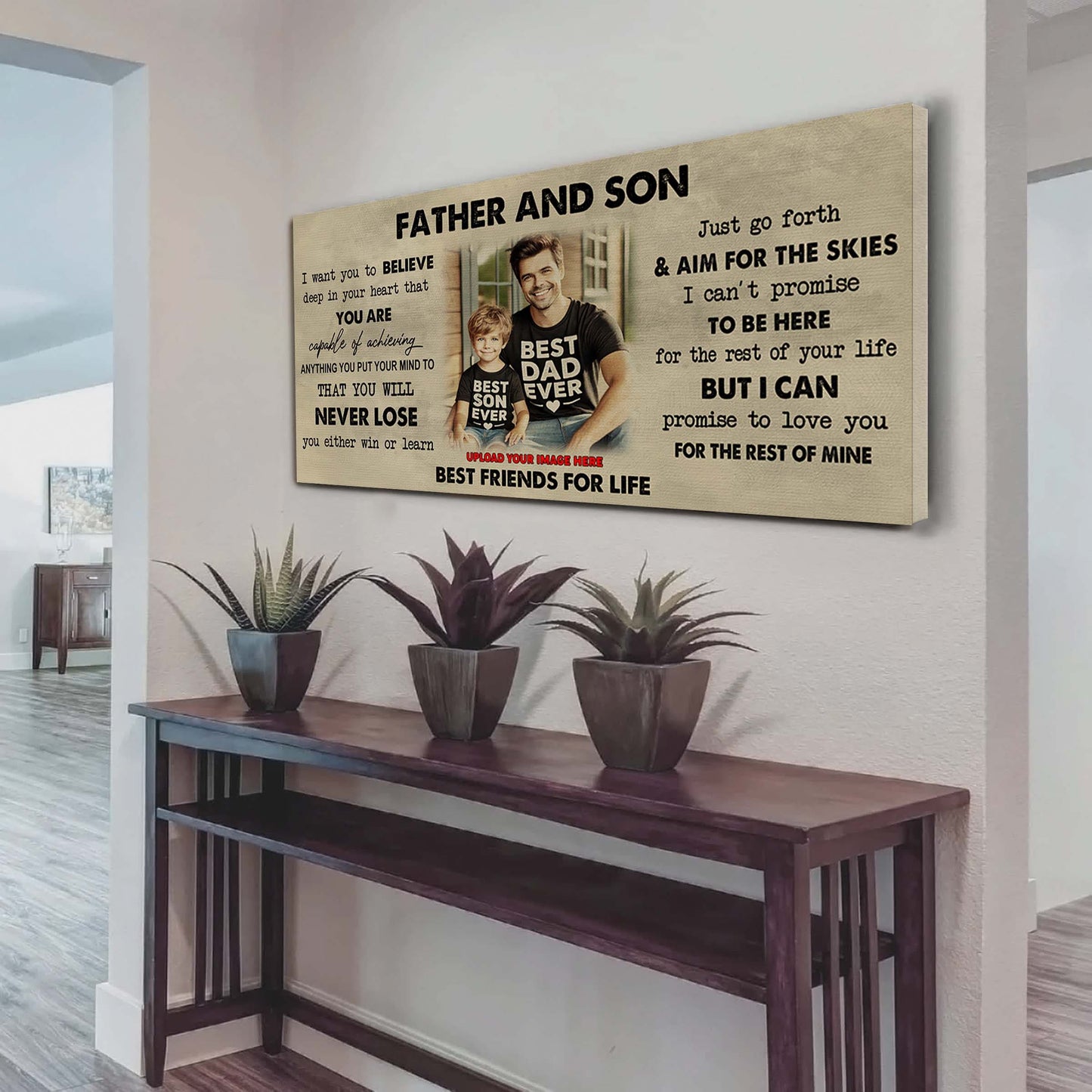 drb father and son best friend for life - you will never lose poster canvas gift for son from father -photo upload