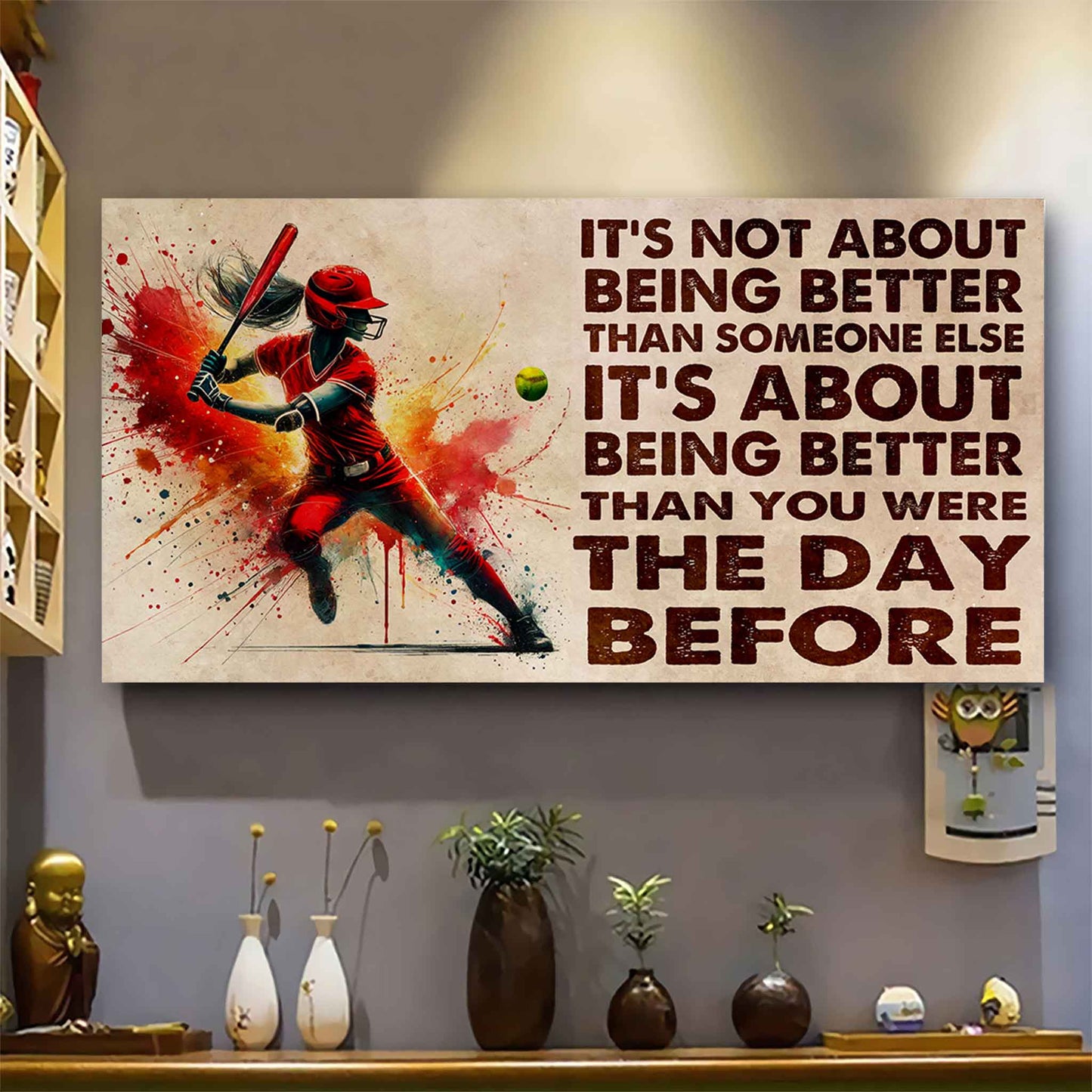 water color woman tennis poster canvas it is not about being better than someone else gift for your loving woman