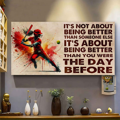 Water Color Woman Tennis Poster Canvas It Is Not About Being Better Than Someone Else Gift For Your Loving Woman