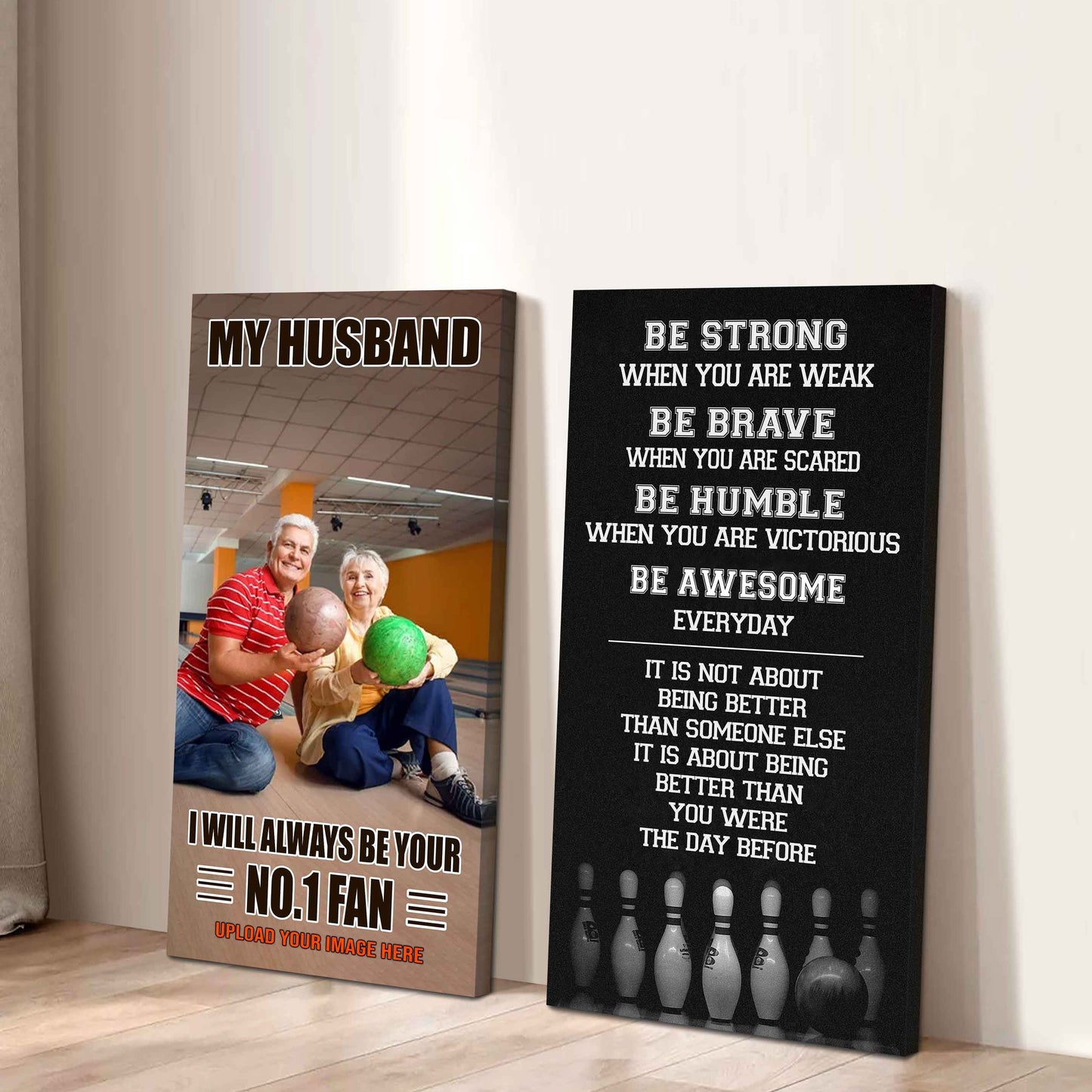Sport Couple To My Husband Be Strong When You Are Weak Be Awesome Everyday Set 2 Canvas Wall Art