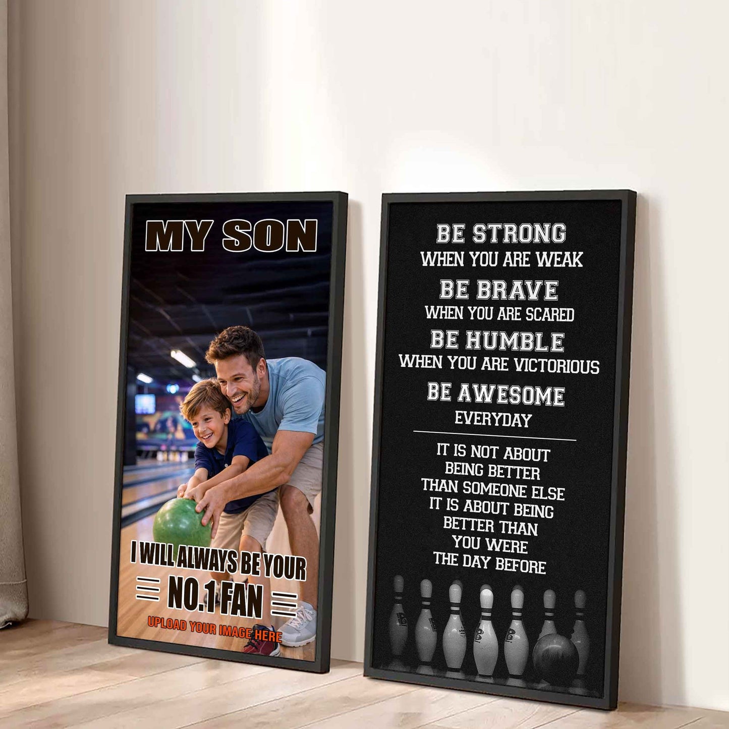 Baseball- My Son Be Strong When You Are Weak Be Awesome Everyday Set 2 Canvas Wall Art From Dad To Son