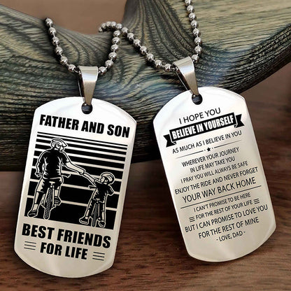 Cowboy Personalized Double Sided Dog Tag To My Son I Love You - Enjoy The Ride And Never Forget Your Way Back Home From