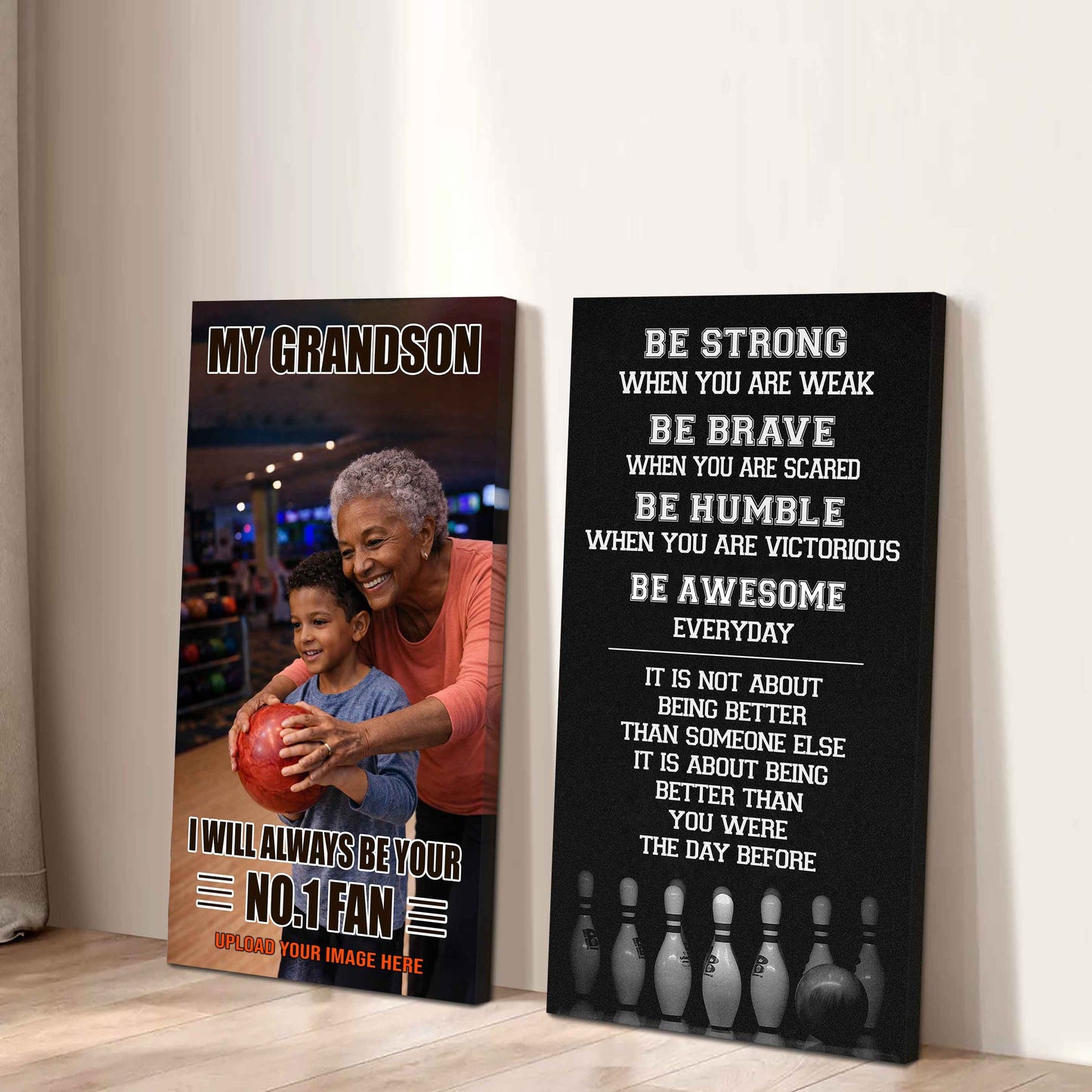 Baseball-My Grandson Be Strong When You Are Weak Be Awesome Everyday Set 2 Canvas Wall Art From Grandma To Grandson