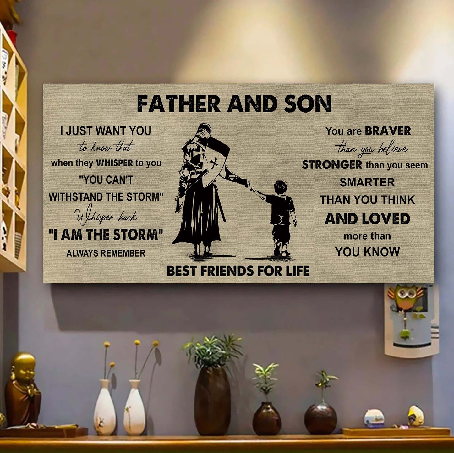 drb father and son best friends for life - i am the storm poster canvas gift for son from father-photo upload