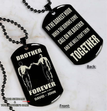 Soldier customizable engraved black dog tag double sided gift from brother, brother forever