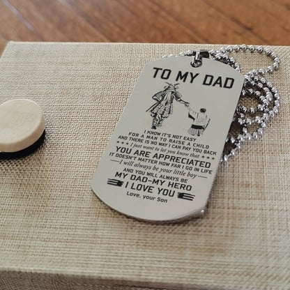 To My Dad One Side Engrave Dog Tag Gift For Your Dad Your Father