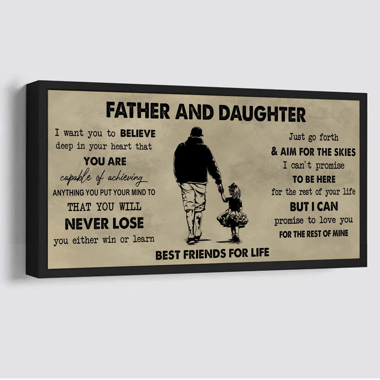 drb father and daughter best friend for life - you will never lose poster canvas gift for daughter from father -photo upload