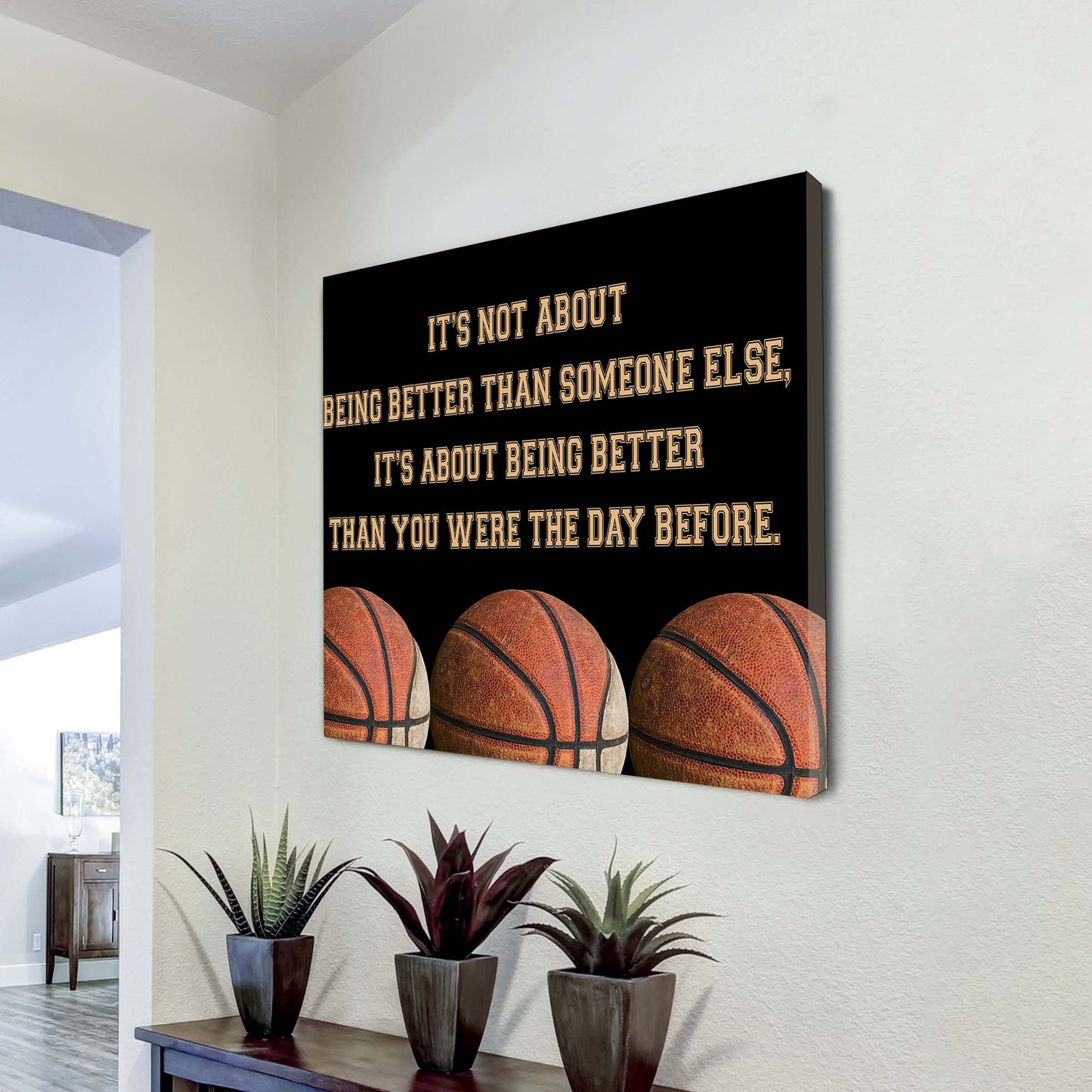 basketball square poster canvas it's not about being better than someone else it's about being better than you were the day before