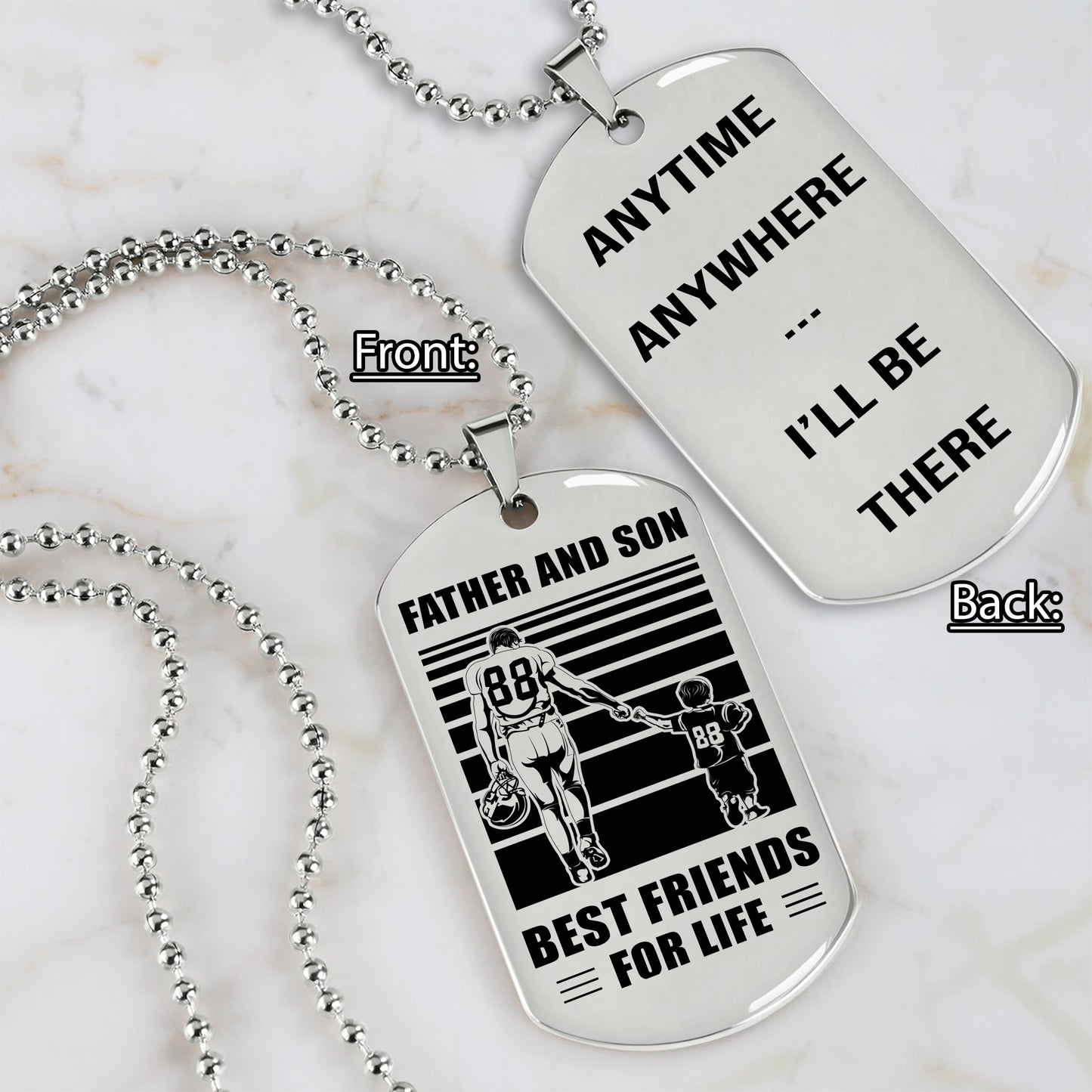 personalized double sided dog tag father and son best friends for life i will be there