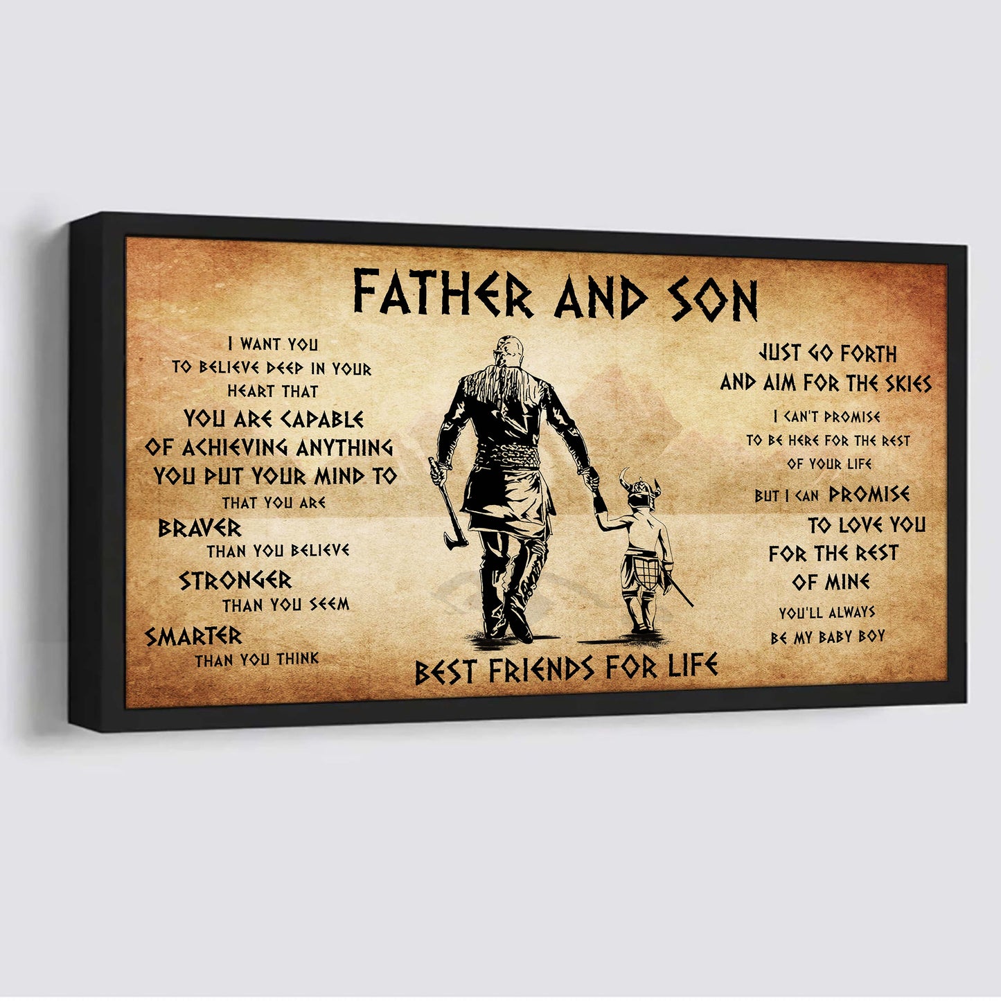 vikings father and son best friends for life  - that you are braver than you believe poster canvas gift for son from father