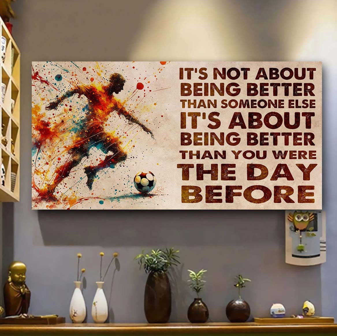 ver 3 water color soccer poster canvas it is not about being better than someone else