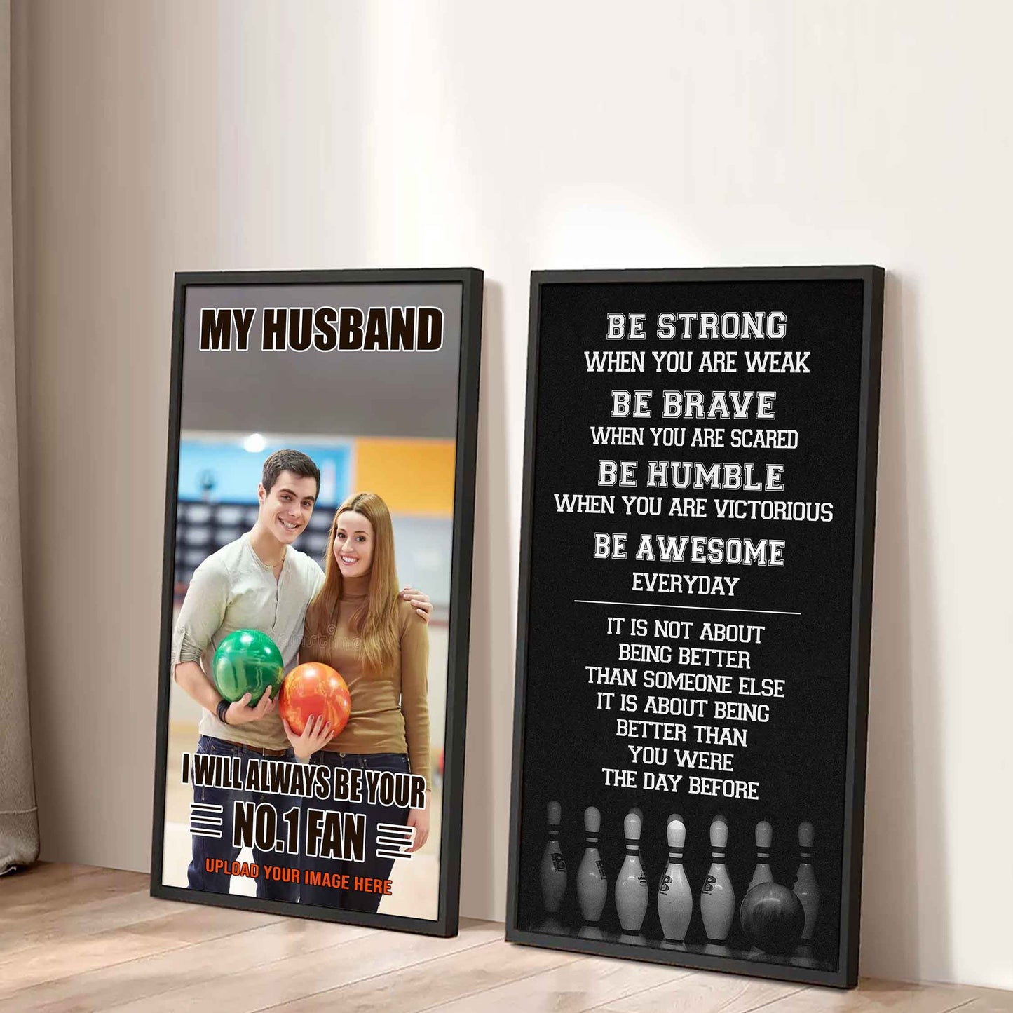Baseball- Couple To My Husband Be Strong When You Are Weak Be Awesome Everyday Set 2 Canvas Wall Art