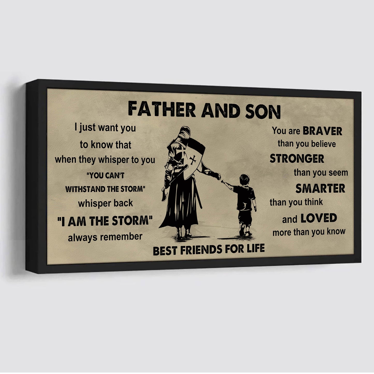 biker father and son best friends for life - i am the storm poster canvas gift for son from father