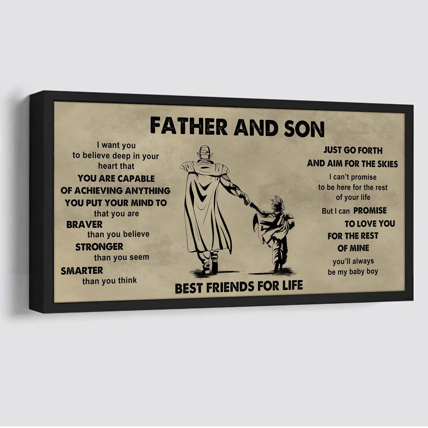 drb gk father and son best friends for life  - that you are braver than you believe poster canvas gift for son from father