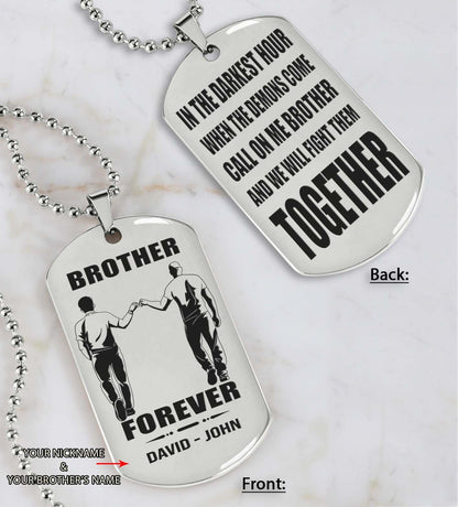 Ver3W Vikings customizable engraved black dog tag double sided gift from brother, brother forever