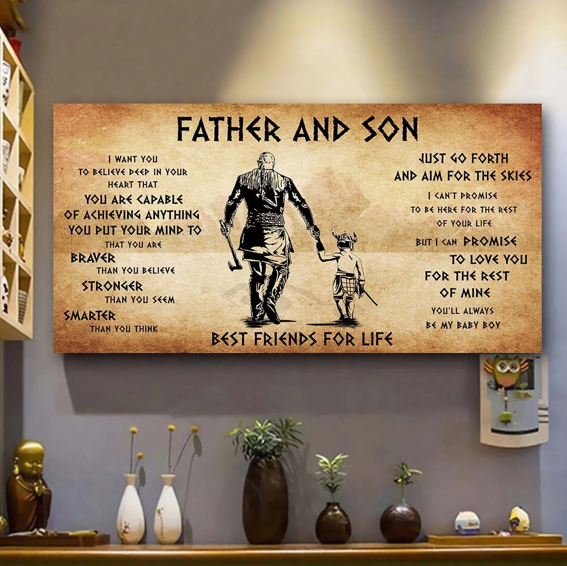 vikings father and daughter best friends for life  - that you are braver than you believe poster canvas gift for daughter from father