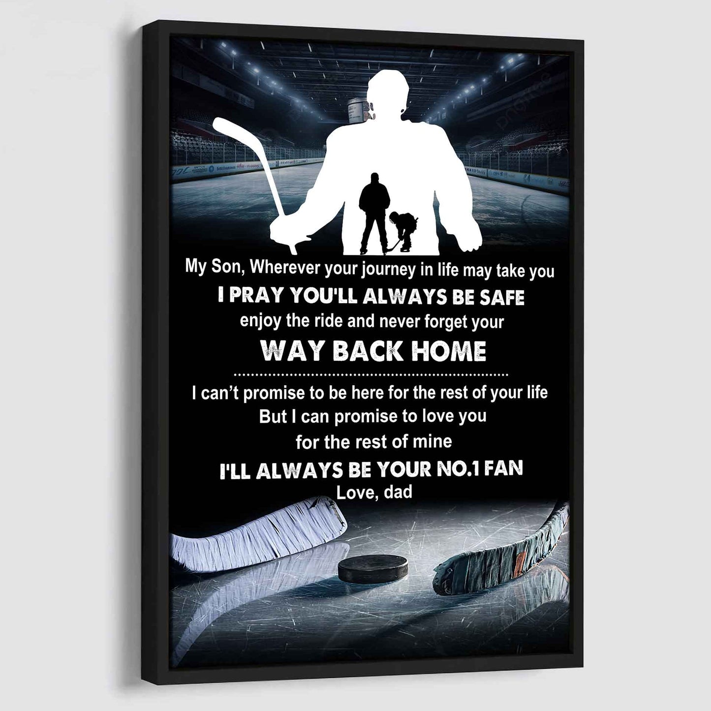 sport poster canvas dad to son - never forget your way back home i will always your no 1 fan