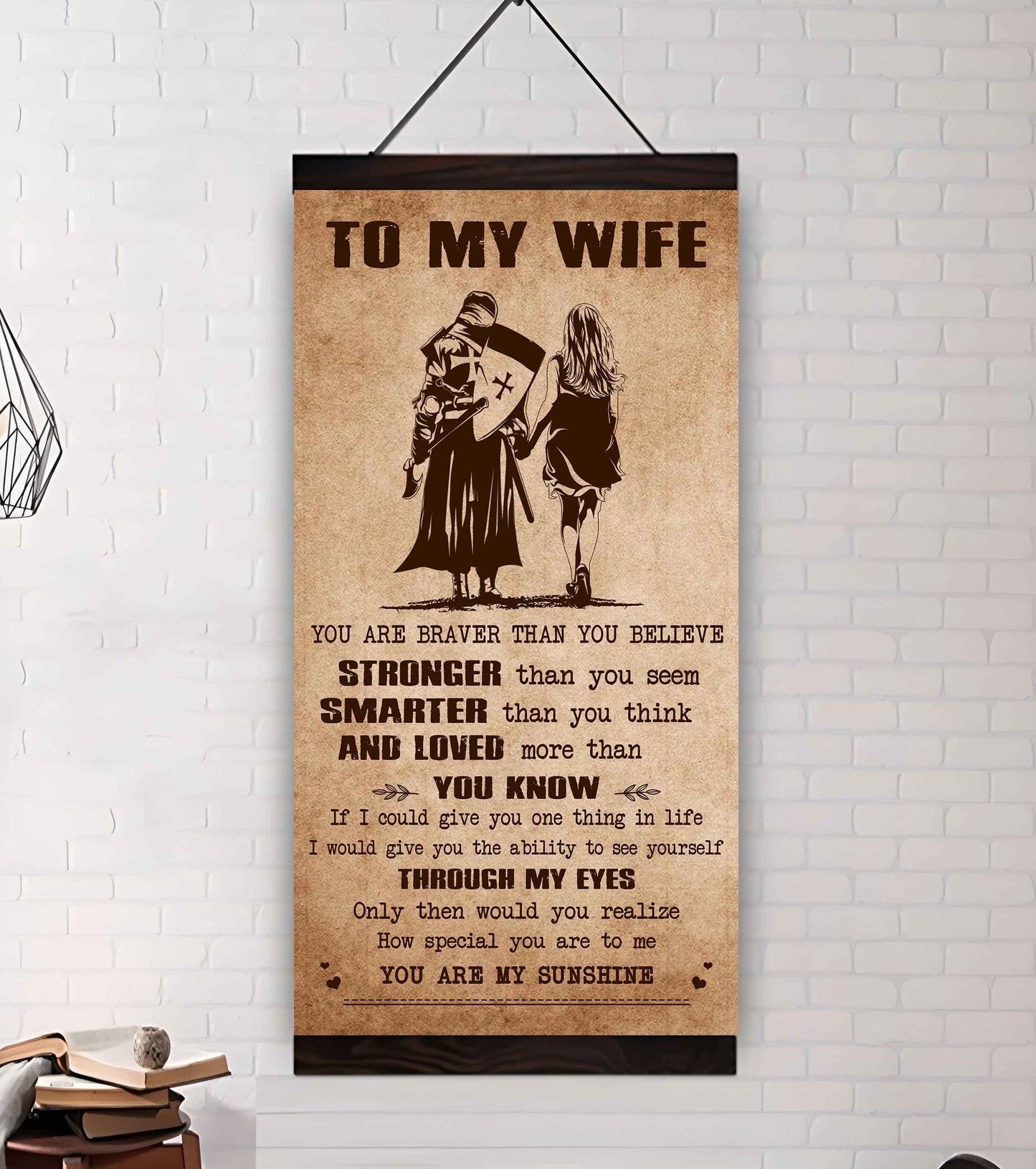 samurai poster canvas you are braver than you believe - you are my sunshine gift for your wife